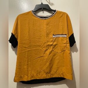 Zara Mustard and Black Contrast Top
